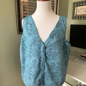 a.n.a Teal Floral Button-Down Blouse